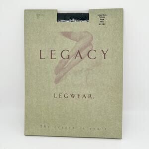 New Legacy Legwear Panty Hose Tights Italian Micro Fishnets in Black Size Plus